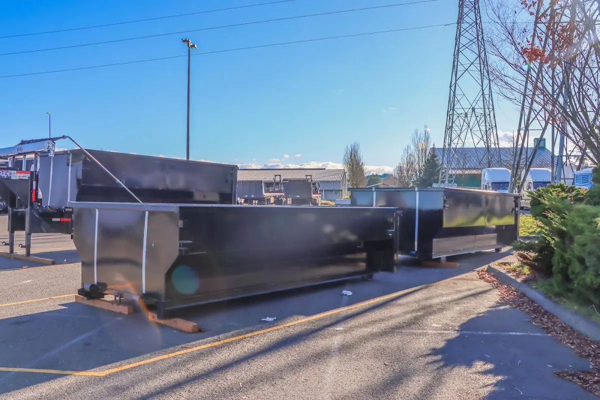 Roll-off dumpster ready for waste disposal at job site for Commercial Dumpster Rental in Palm City